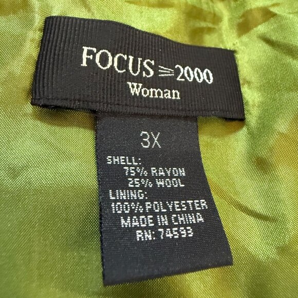 Focus 2000 Womens Green Wool Blend Button-Up Jacket 3X Office Academia Preppy - Picture 3 of 11